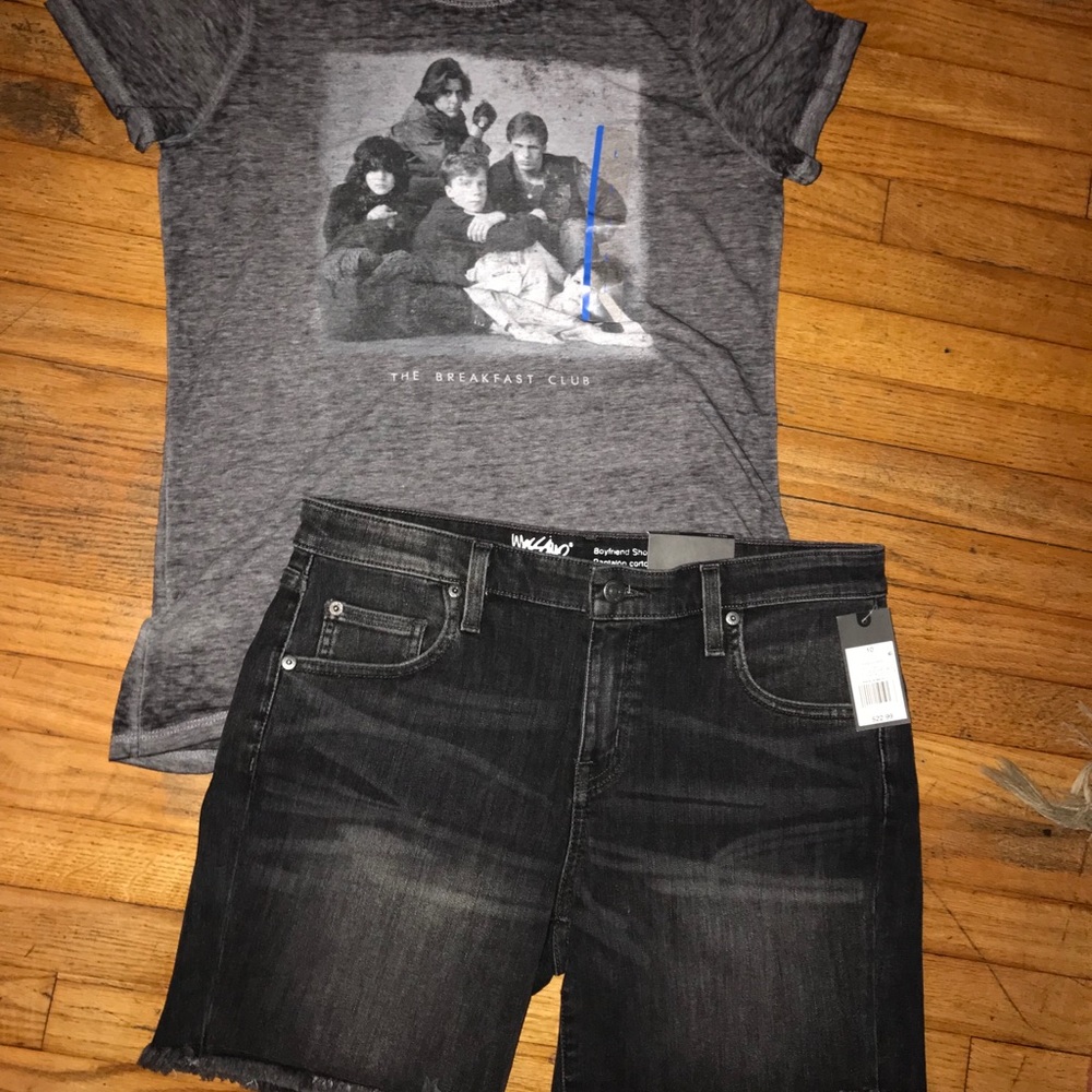 2piece Breakfast club Tee & ripped denim shorts L